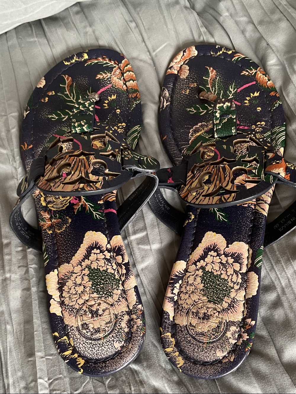 Tory Burch Navy Floral Miller Sandals - Picture 4 of 5